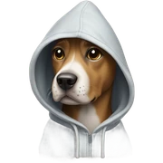 Dog wearing a hoodie sticker
