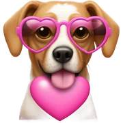 dog wearing pink heart sunglasses sticker