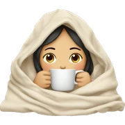 asian girl inside a blanket sipping coffee eyes closed sticker