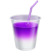 transparent mysterious purple drink in a plastic white cup sticker