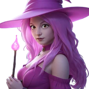 pink-haired girl in witch hat sticker