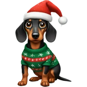 Dachshund wearing Christmas sweater sticker