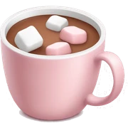 Light Pink mug of hot chocolate with marshmallows  sticker