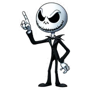 Angry Jack Skellington pointing with his finger sticker