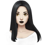 pale woman with long dark hair and gothic makeup sticker