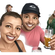 smiling group with drinks sticker