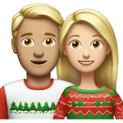 caucasian couple with Christmas pajamas sticker