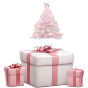 Light pink Christmas gifts under a white Christmas tree  sticker