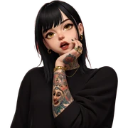 girl with tattoos and jewelry sticker
