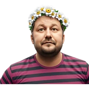 male cosplayer with flower crown sticker
