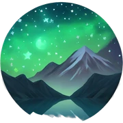 starry mountain night reflection sticker