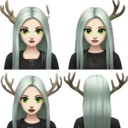 Gothic girl, pale skin, green eyes, dark dread-locks, eyeliner, deer antlers  sticker