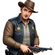 cowboy police parody with gun sticker