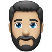 beard man black hair blue eyes face sticker