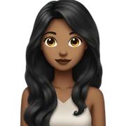 woman brown skin long black hair with black cat sticker
