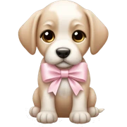 Puppy with pale pink bow sticker