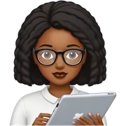 Black woman with glasses using iPad  sticker