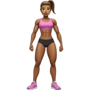 muscular gym girl withe skin, ponytail sticker