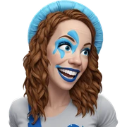 smiling girl with blue lips sticker