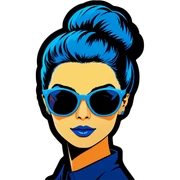Pop art women with blue hear with sunglasses  sticker