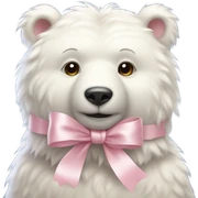 White Bear with pink pastel ribbon sticker