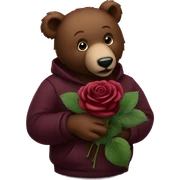 a burgundy bear that’s holding 3 black roses sticker