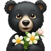 Black bear holding a flower  sticker