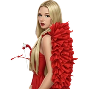 blonde girl in red dress sticker