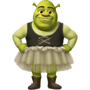 Shrek wearing a tutu sticker