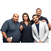 smiling girl with boys indoors sticker