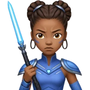 Princess Shuri angry imprisonment fighting with futuristic weapons ￼ sticker