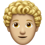 White man with brown eyes and blond curly hair sticker