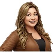 smiling girl in brown jacket sticker