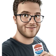 happy male with glasses smiling sticker