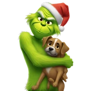 Grinch hugging his dog sticker