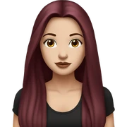 white girl, long straight middle part burgundy hair, brown eyes, long eyelashes, full lips, black tank top sticker
