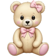 cream colored teddy bear with pastel pink bow sticker