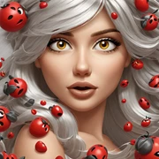 girl with white hair portrait sticker