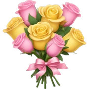 yellow rose bouquet with pink bow sticker