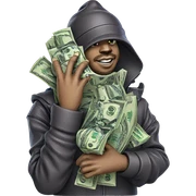 smiling boy with money hat sticker