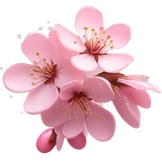 Cherry Blossom "A cluster of pastel pink cherry blossoms with intricate, softly glowing petals, accented by a subtle gradient and tiny glitter dust floating around." sticker