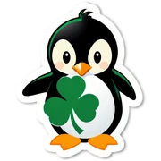 penguin with shamrock sticker