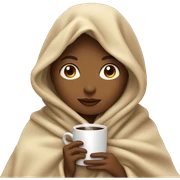 girl inside a blanket sipping coffee eyes closed sticker
