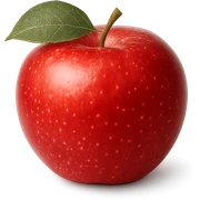 realistic red apple with a leaf, no background sticker