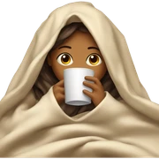 girl inside a blanket sipping coffee eyes closed sticker