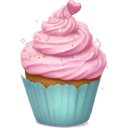 Cupcake Emoji "A pastel pink cupcake with swirled frosting, topped with tiny glittery hearts and a magical sparkle hovering above." sticker