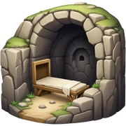 cave tomb with stone rolled, Jesus’ empty tomb  sticker