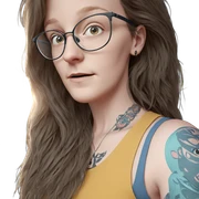 girl with glasses and tattoo sticker