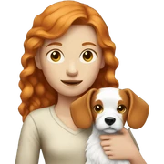 Ginger girl holding small white dog sticker