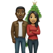 Couple standing by a Christmas tree  sticker
